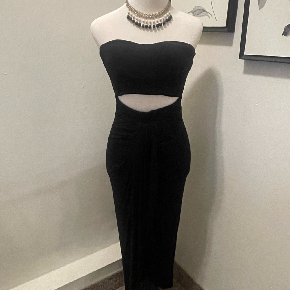 Black Strapless Bodycon Dress for Cocktail